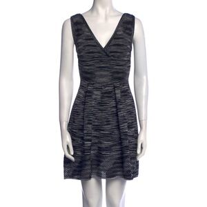 Missoni Black and Gray Ruched Mini Dress V-Neck Sleeveless